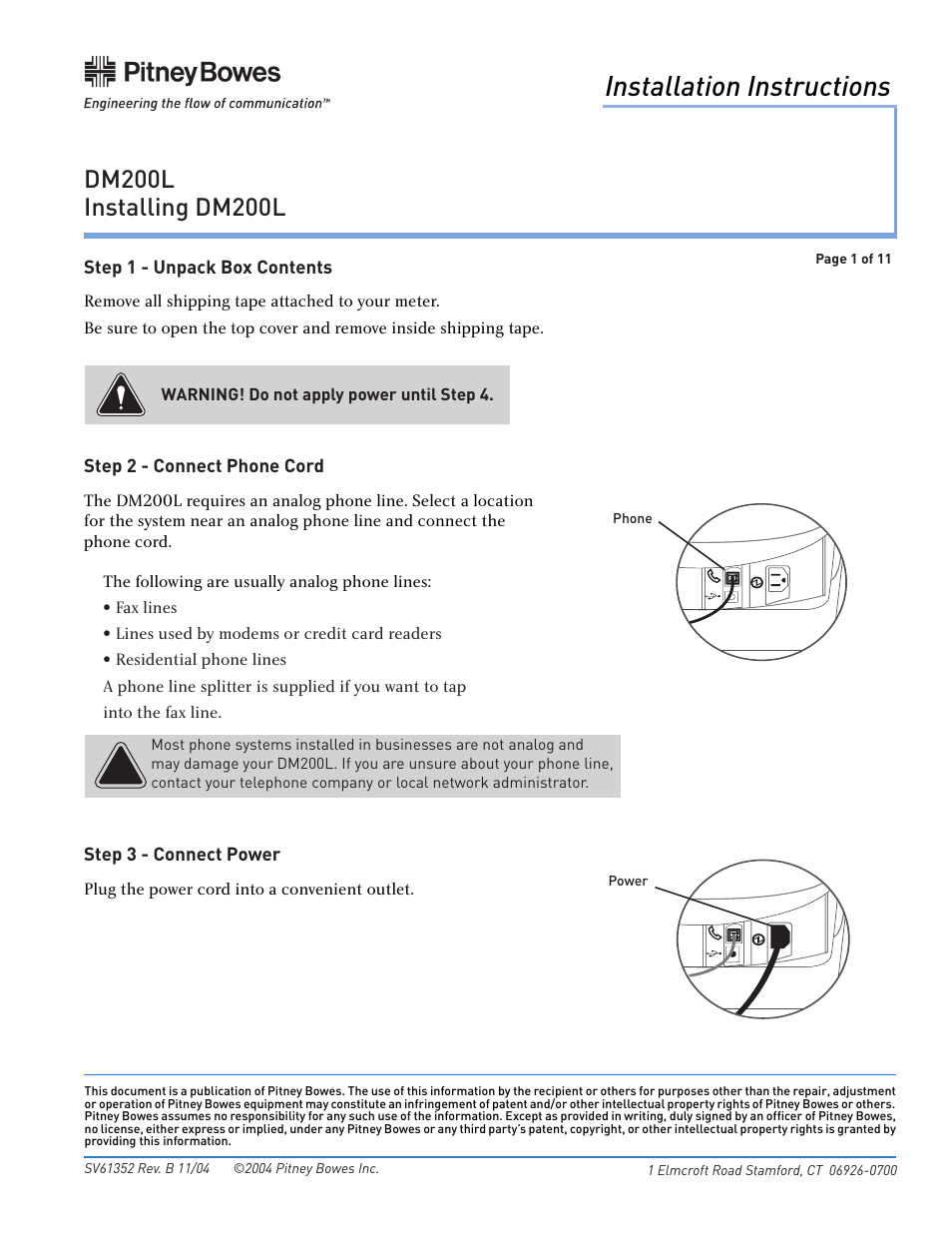 Pitney Bowes DM200L User Manual | 11 pages