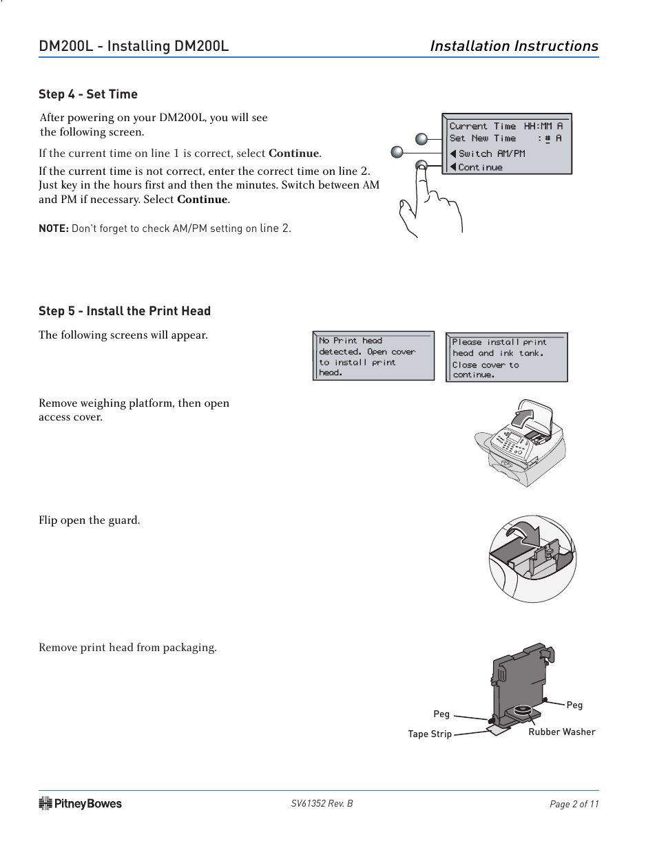 Installation instructions | Pitney Bowes DM200L User Manual | Page 2 / 11