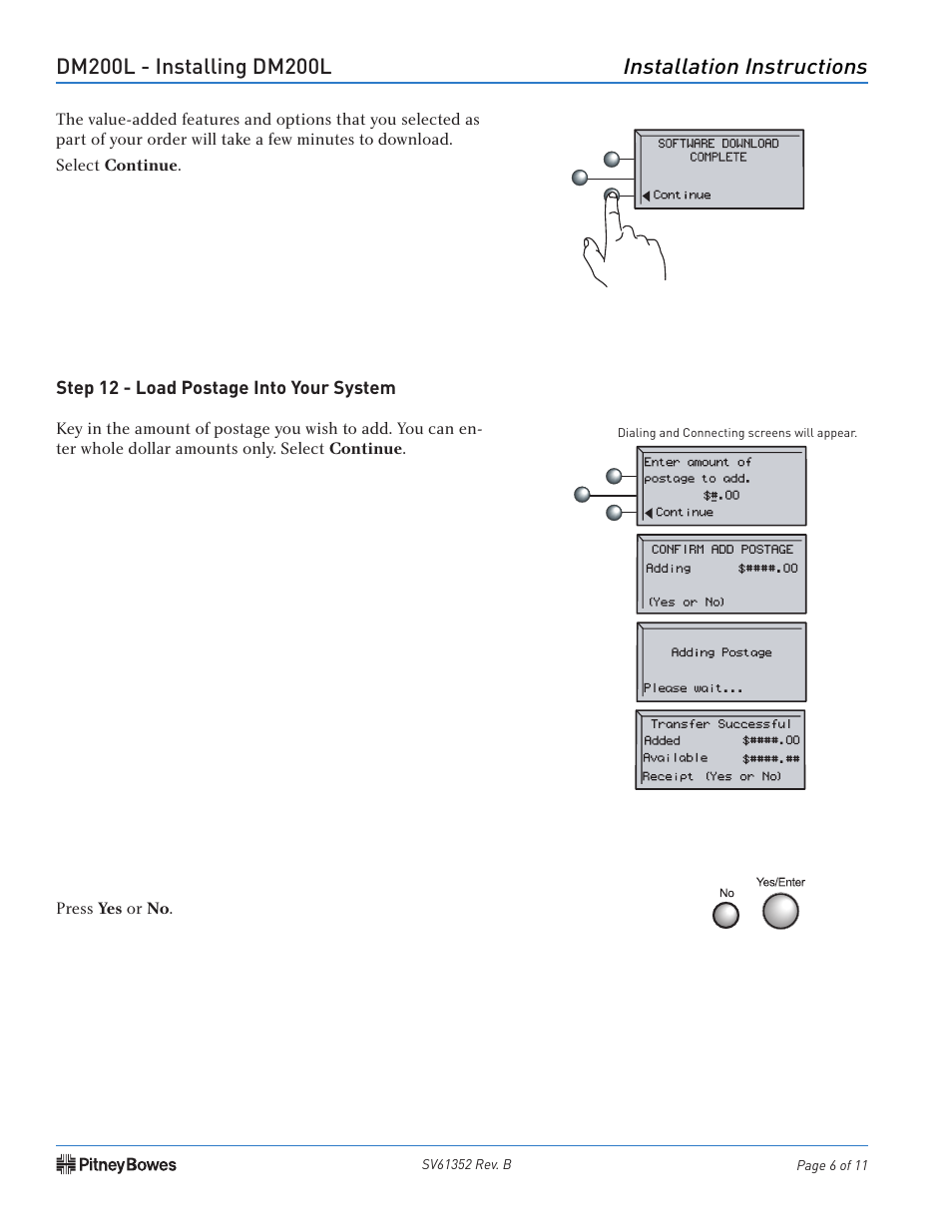 Installation instructions | Pitney Bowes DM200L User Manual | Page 6 / 11