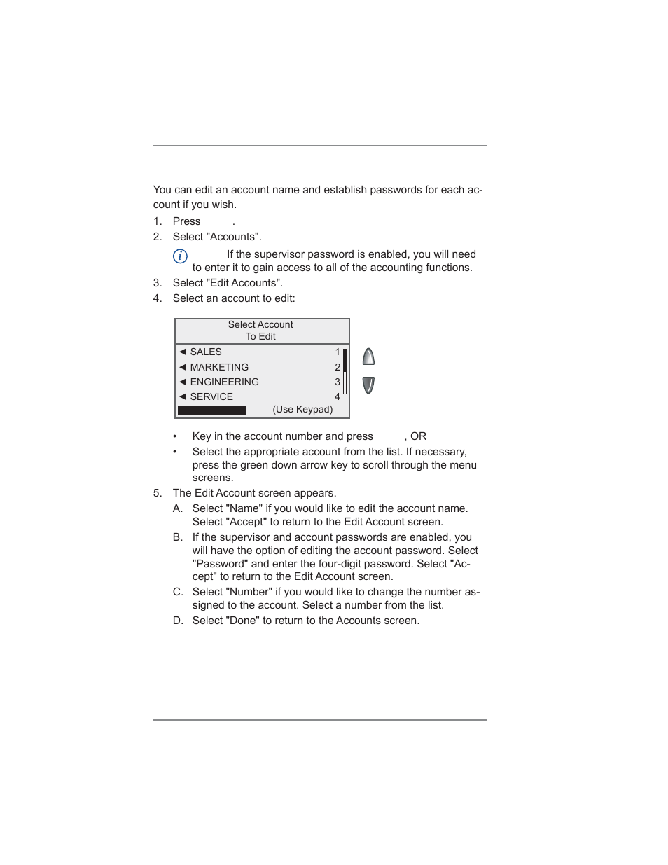 Editing account names and passwords, 8 • standard accounting option | Pitney Bowes DM300C User Manual | Page 116 / 196