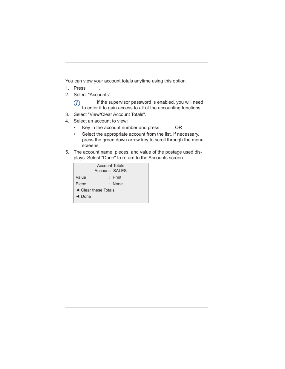 Displaying account totals, 8 • standard accounting option | Pitney Bowes DM300C User Manual | Page 118 / 196