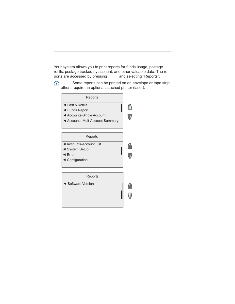 Overview of reports, 9 • reports | Pitney Bowes DM300C User Manual | Page 126 / 196