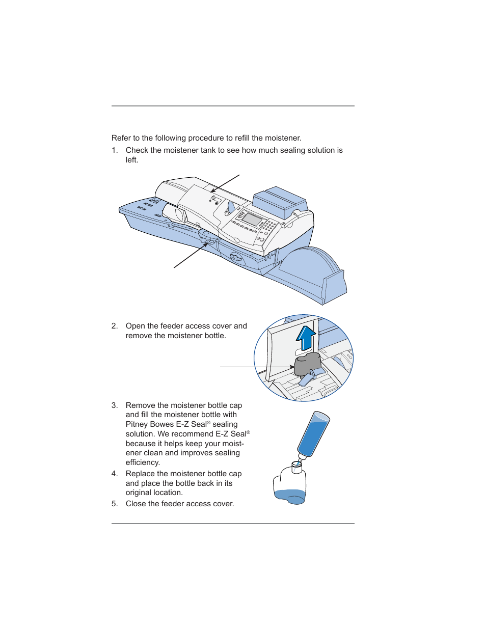 Filling the moistener (dm400c only), 12 • maintenance | Pitney Bowes DM300C User Manual | Page 156 / 196