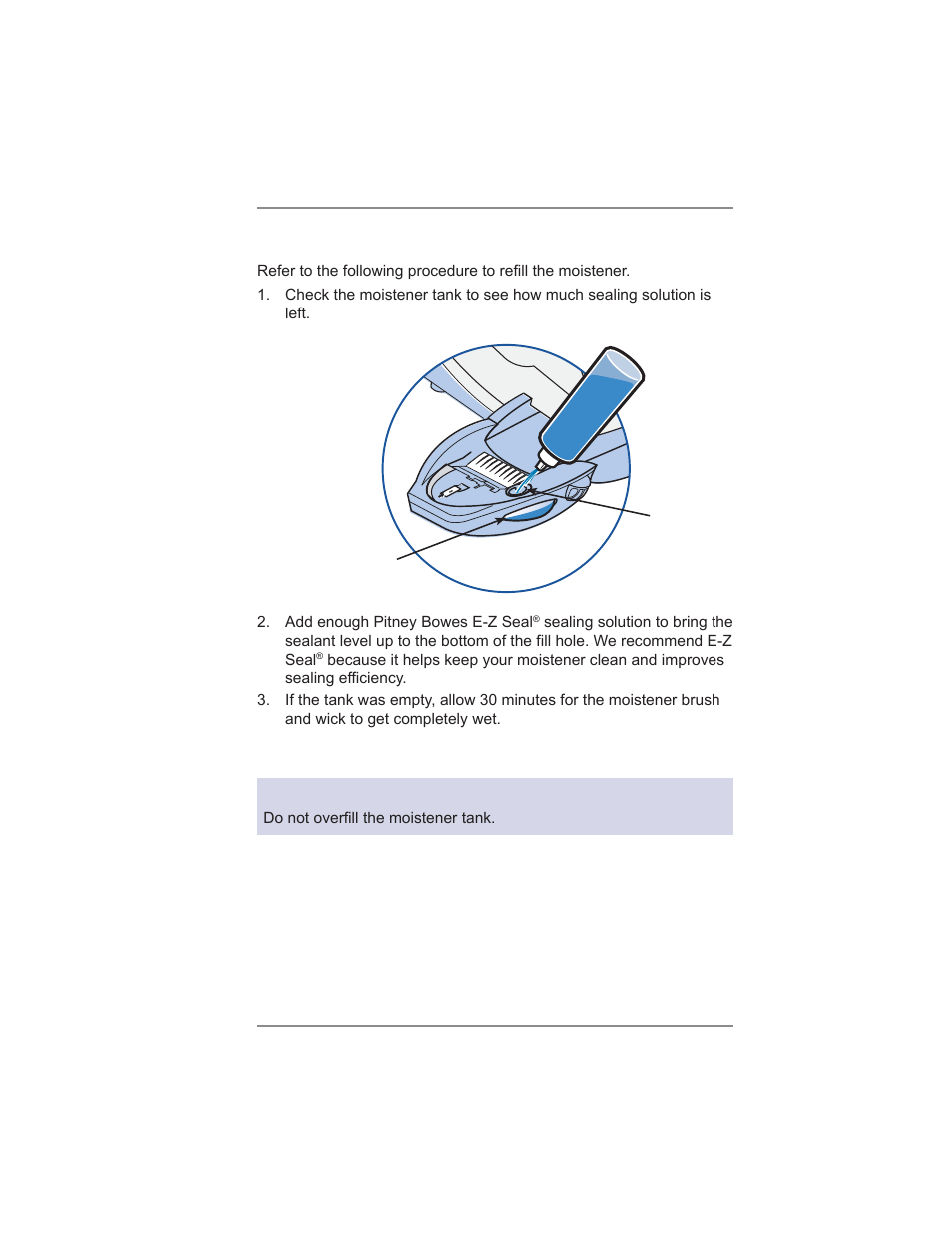 Filling the moistener (dm300c only), 12 • maintenance | Pitney Bowes DM300C User Manual | Page 157 / 196