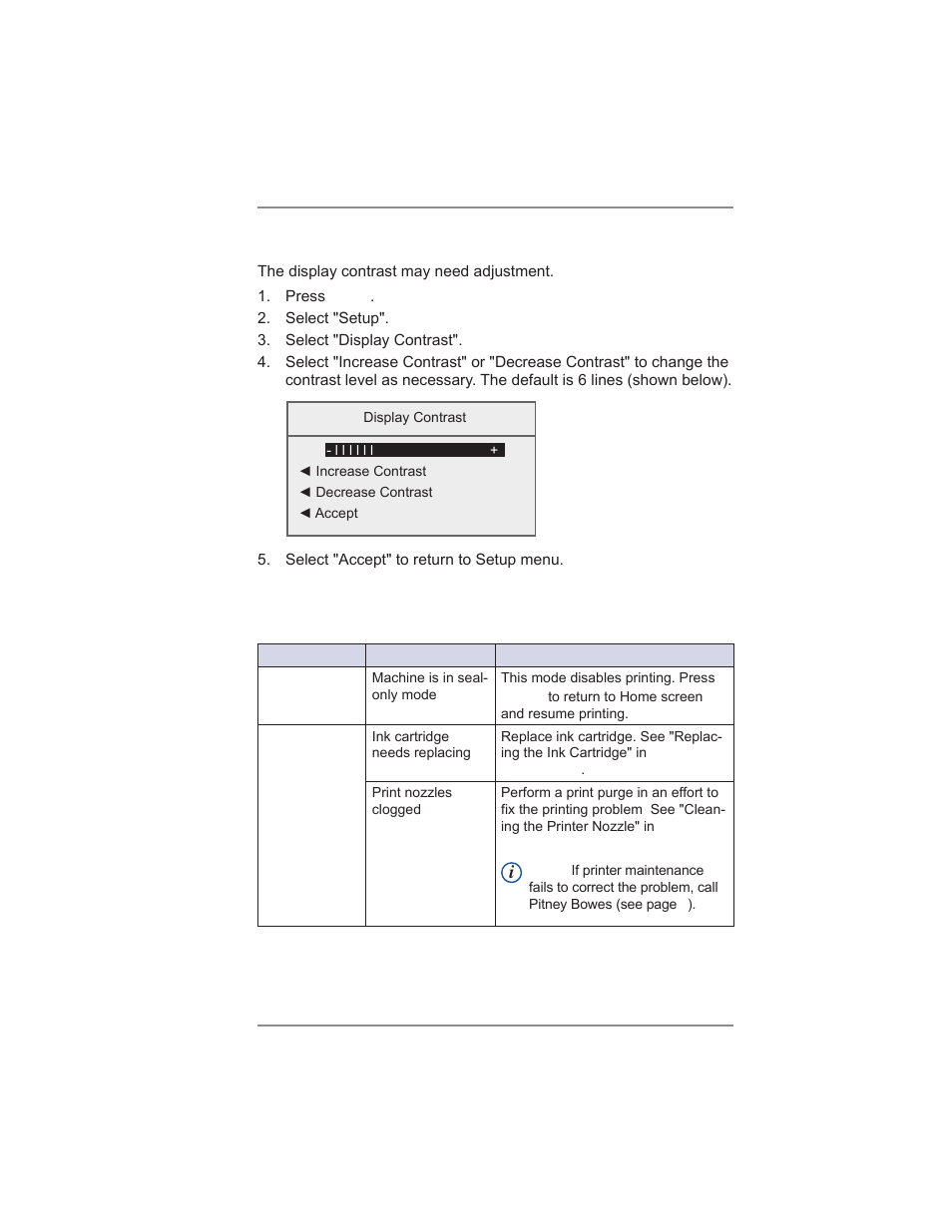 Display difficult to read, Printing problems, 13 • troubleshooting | Pitney Bowes DM300C User Manual | Page 169 / 196