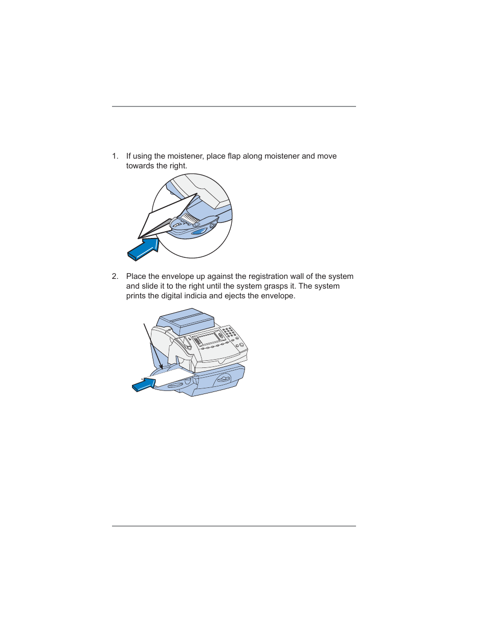 Processing letter mail, Manually feeding envelopes (dm300c), 3 • running mail | Registration wall | Pitney Bowes DM300C User Manual | Page 36 / 196