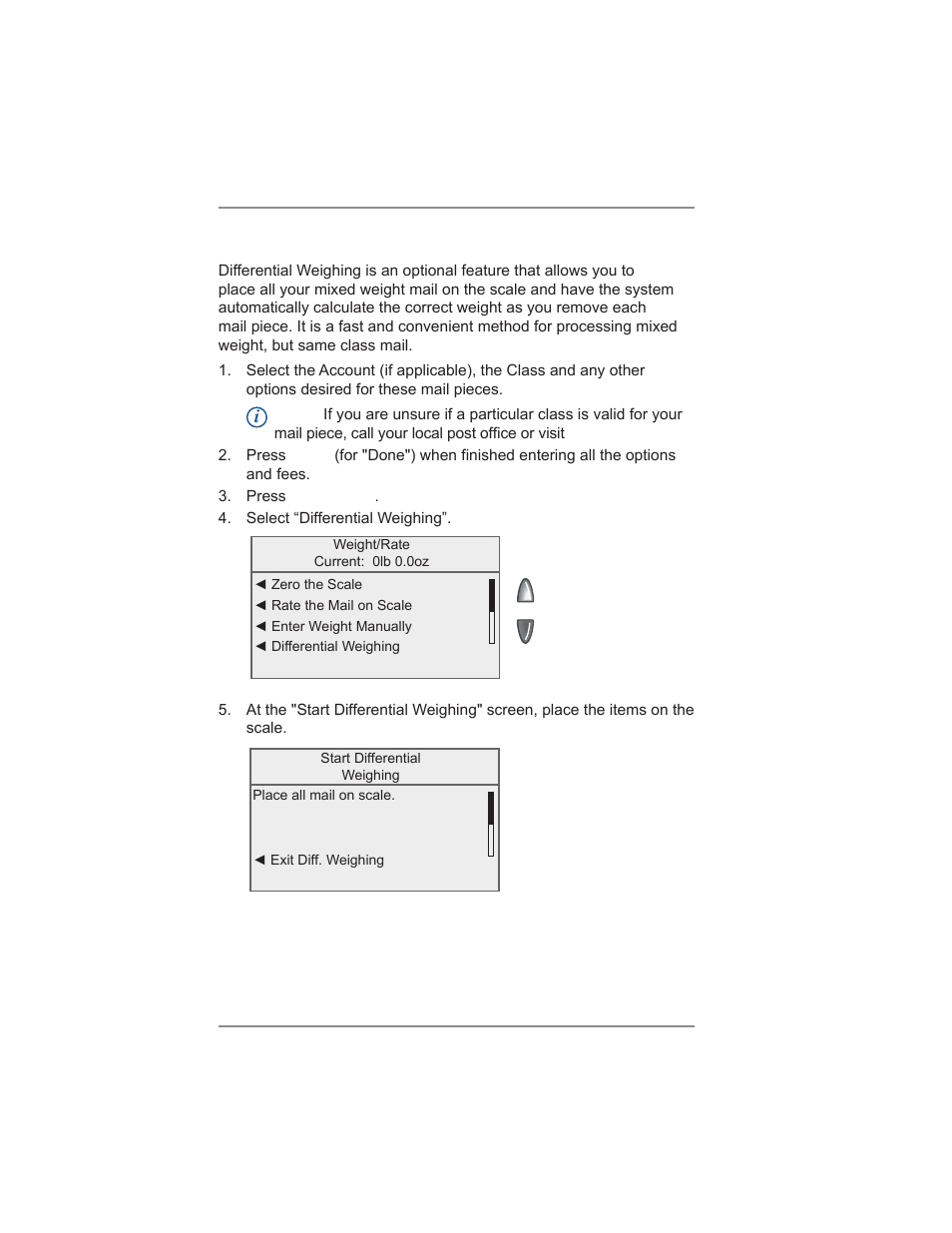 Using differential weighing, 3 • running mail | Pitney Bowes DM300C User Manual | Page 40 / 196