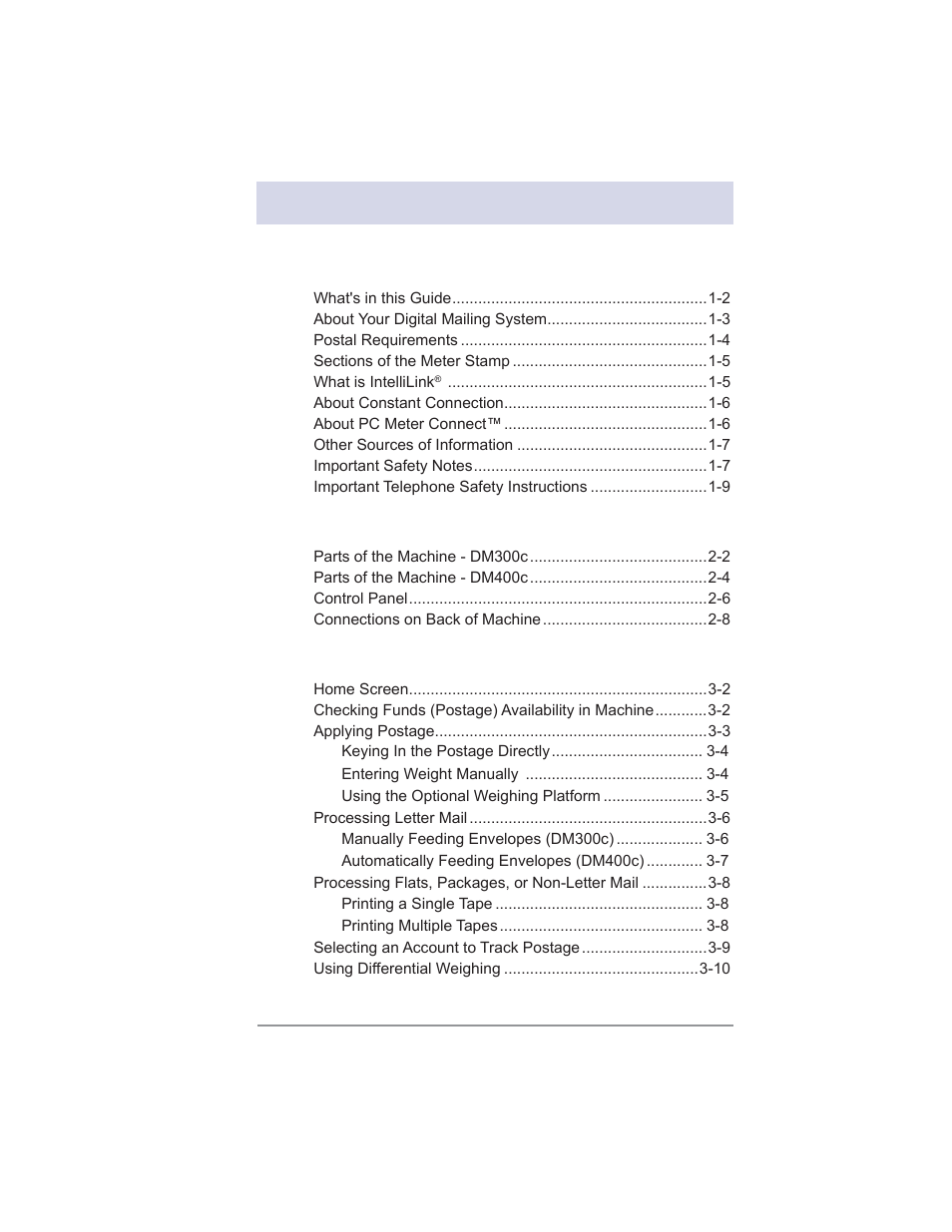 Pitney Bowes DM300C User Manual | Page 7 / 196