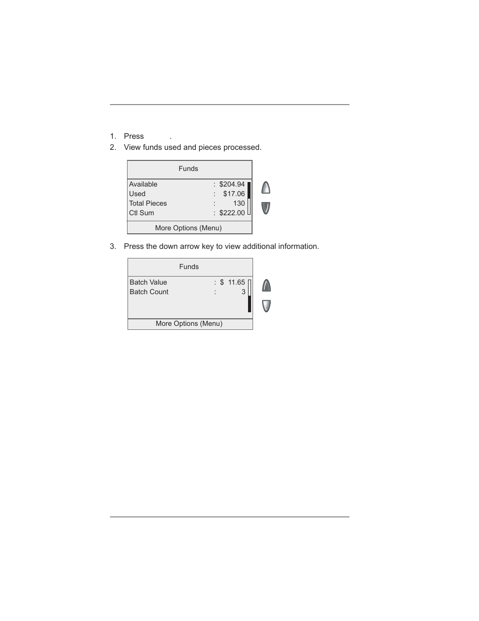 Checking funds (postage) availability in machine, 6 • adding postage/connecting to data center | Pitney Bowes DM300C User Manual | Page 76 / 196