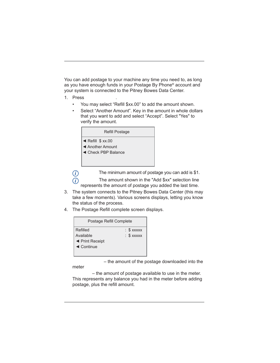 Adding postage, 6 • adding postage/connecting to data center | Pitney Bowes DM300C User Manual | Page 78 / 196