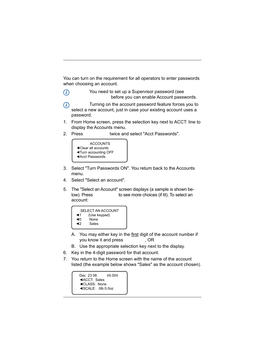 Turning on account passwords, 8 • departmental accounting | Pitney Bowes SV62214 User Manual | Page 101 / 160