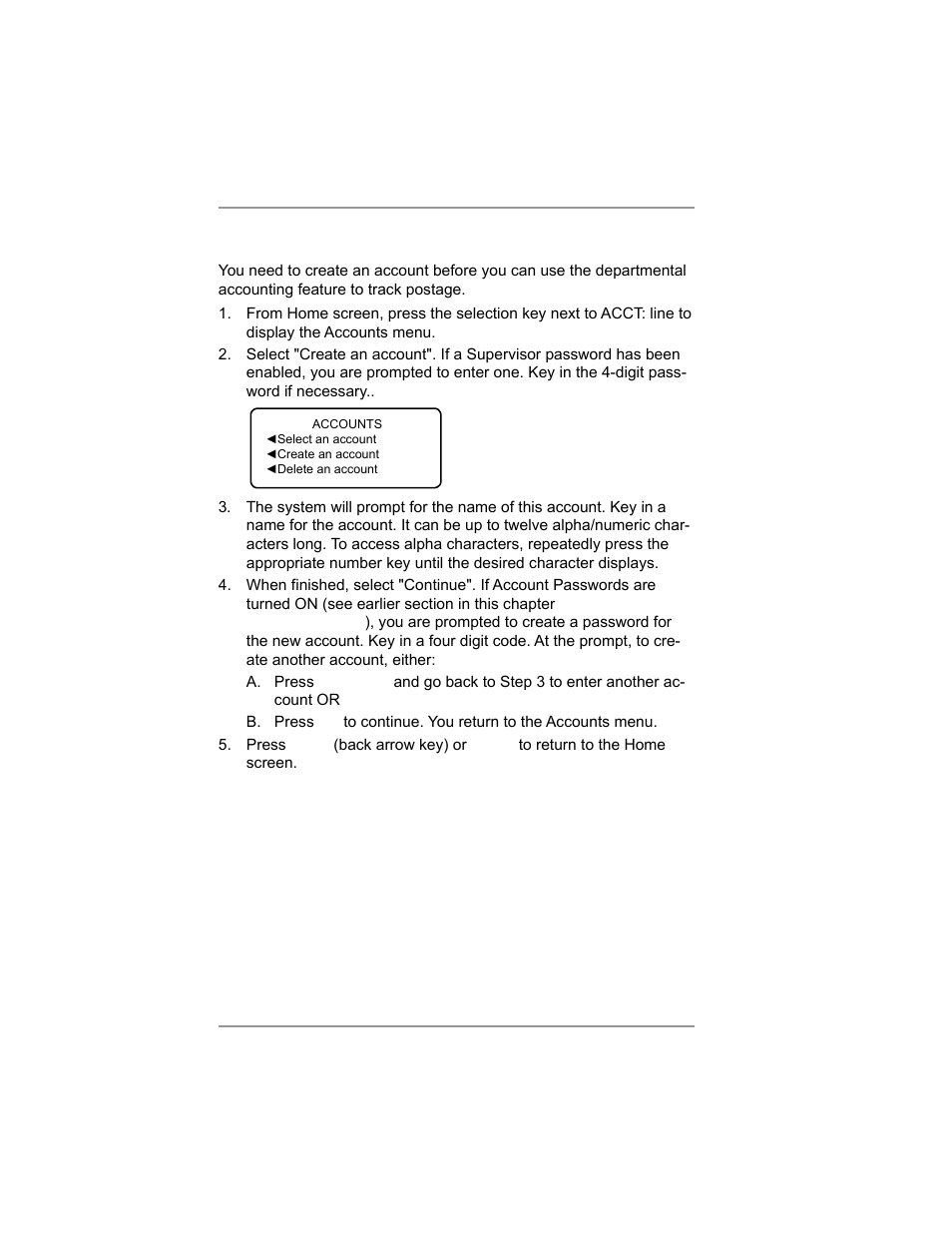 Creating an account, 8 • departmental accounting | Pitney Bowes SV62214 User Manual | Page 103 / 160