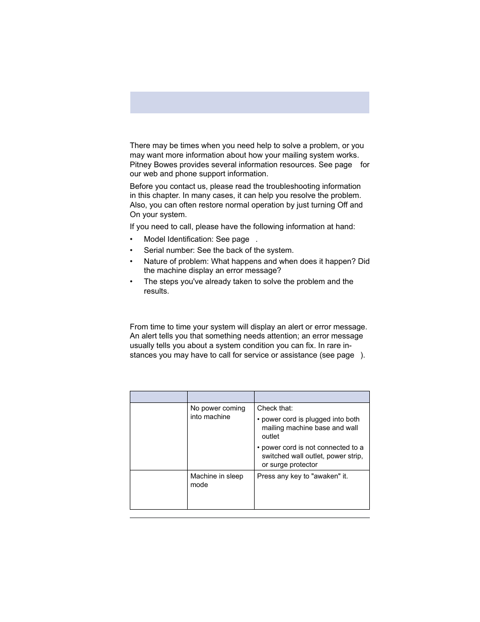 11 • troubleshooting, Getting help, Messages on the lcd display | Blank display | Pitney Bowes SV62214 User Manual | Page 136 / 160