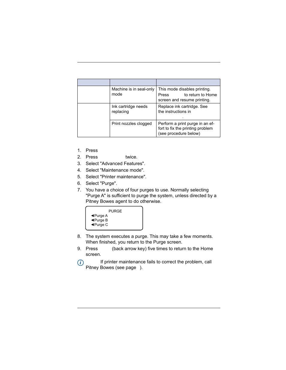 Printing problems, 11 • troubleshooting | Pitney Bowes SV62214 User Manual | Page 138 / 160