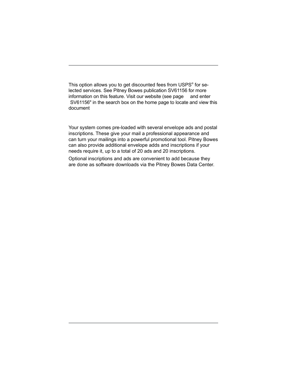 Electronic usps® confirmation services, Postal inscriptions/advertisements, 12 • supplies and options | Pitney Bowes SV62214 User Manual | Page 147 / 160