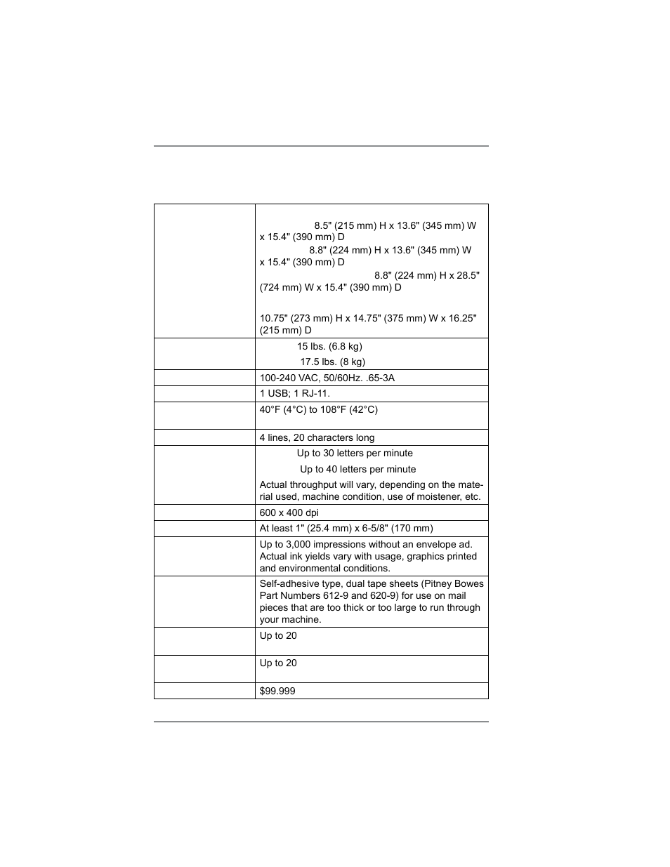 Specifications, 1 • introduction | Pitney Bowes SV62214 User Manual | Page 19 / 160