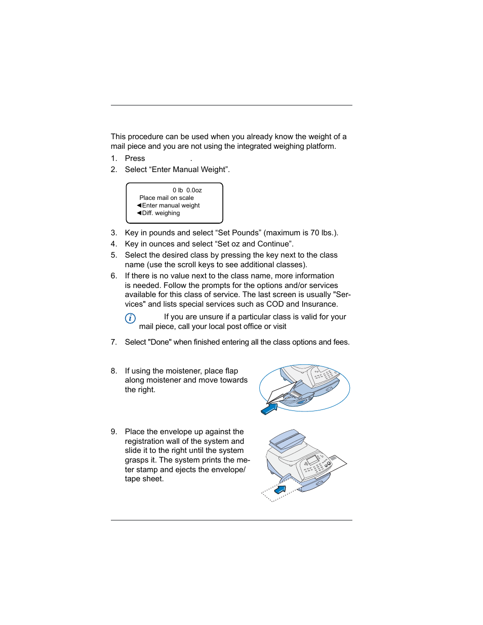 Entering weight manually, 3 • running mail | Pitney Bowes SV62214 User Manual | Page 35 / 160