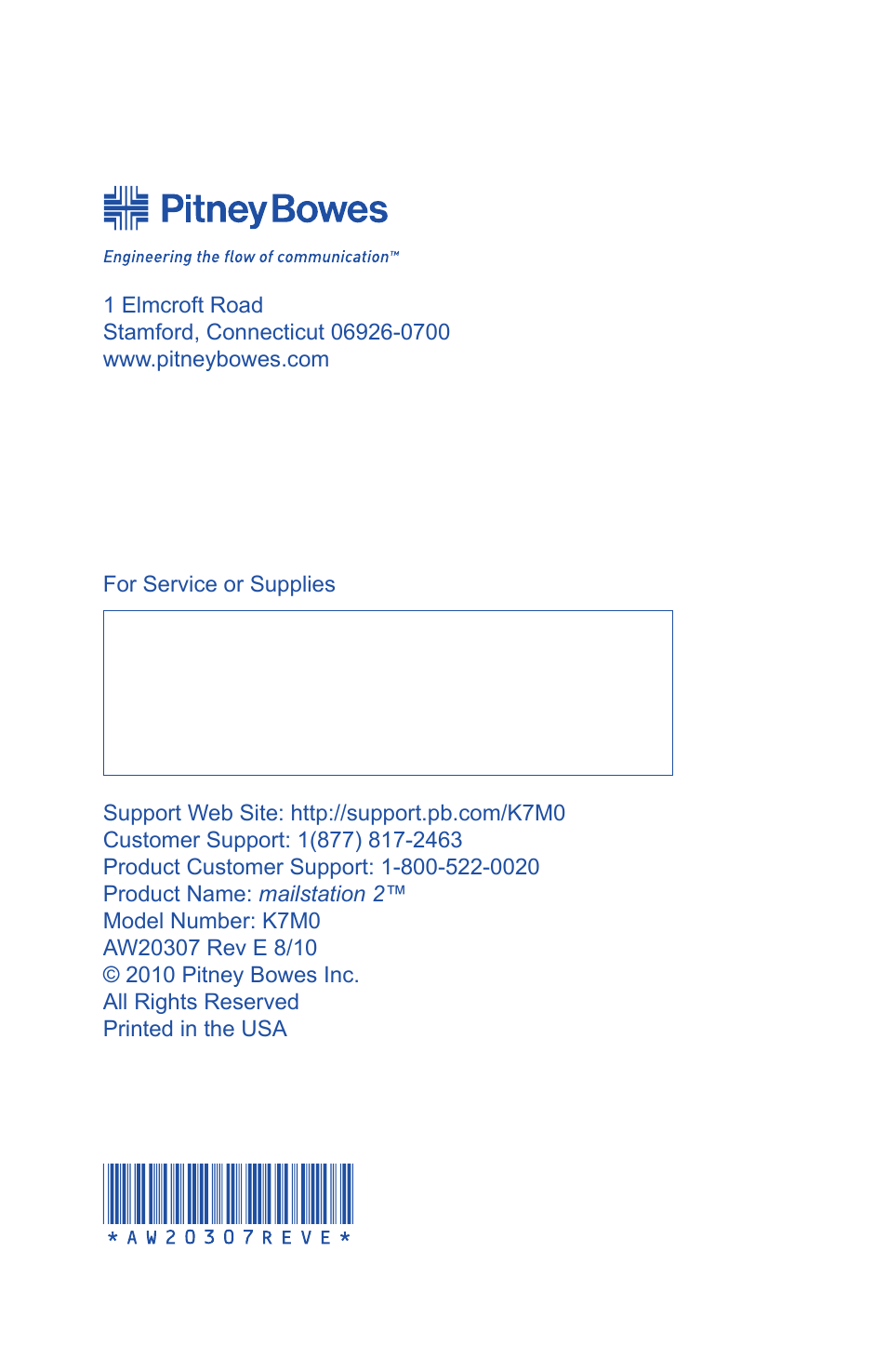 Pitney Bowes MAILSTATION 2 User Manual | Page 24 / 24