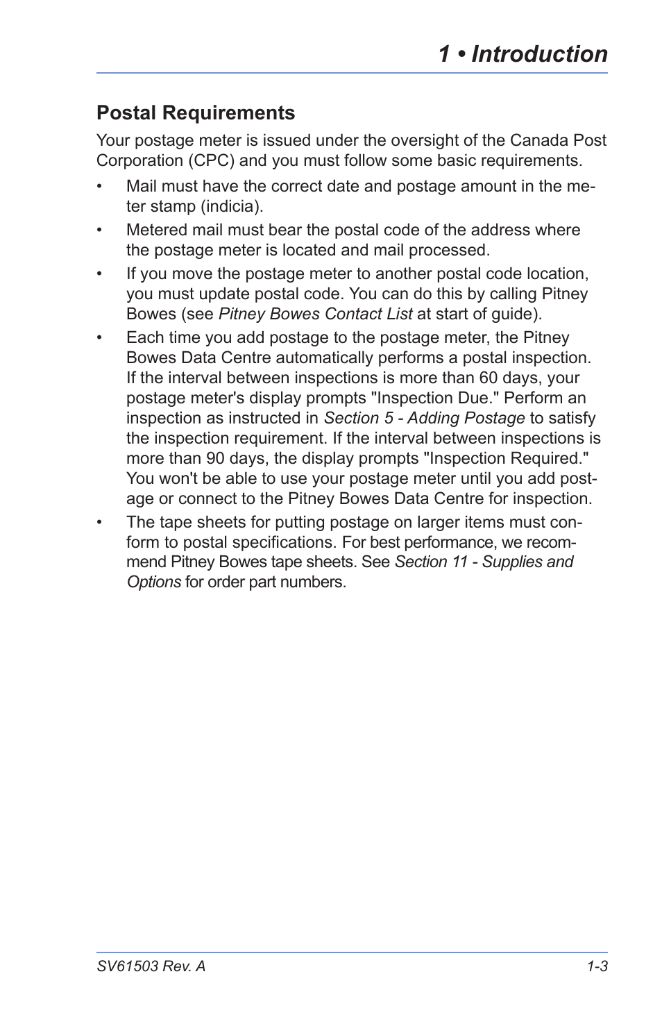 1 • introduction, Postal requirements | Pitney Bowes K700 User Manual | Page 15 / 88