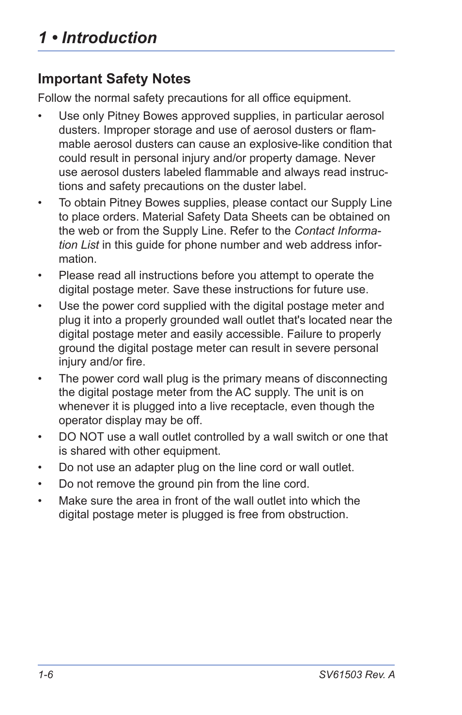 Important safety notes, 1 • introduction | Pitney Bowes K700 User Manual | Page 18 / 88