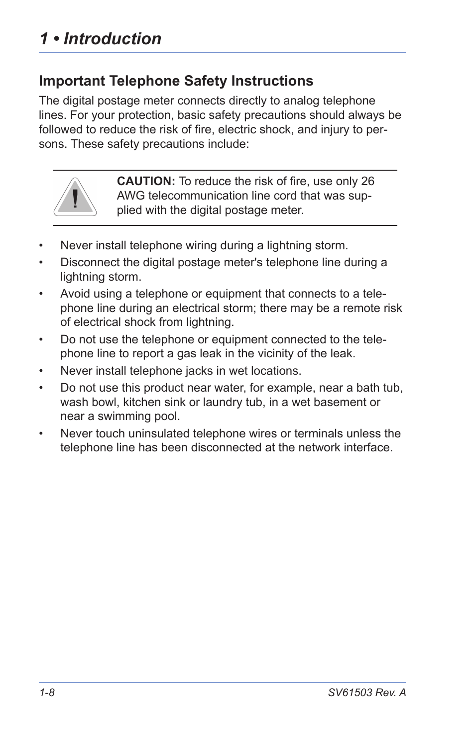 Important telephone safety instructions, Section 2 – getting to know your postage meter, Digital postage meter–front | 1 • introduction | Pitney Bowes K700 User Manual | Page 20 / 88