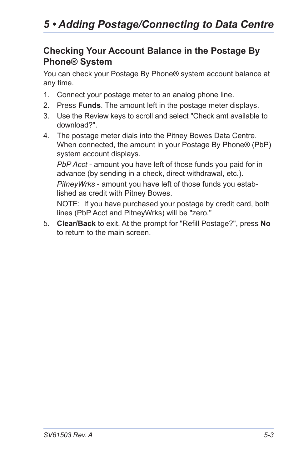 5 • adding postage/connecting to data centre | Pitney Bowes K700 User Manual | Page 39 / 88