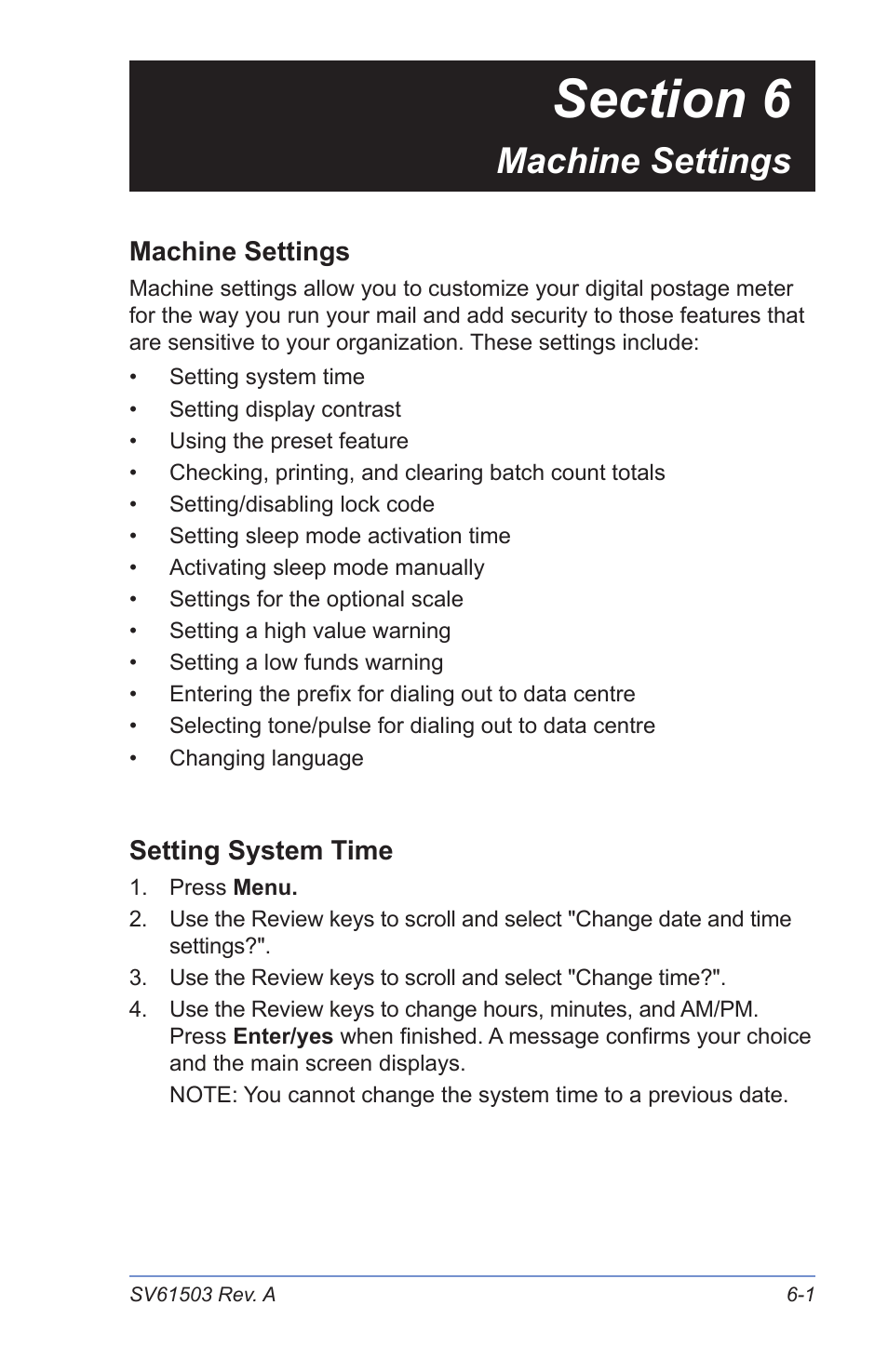 Machine settings | Pitney Bowes K700 User Manual | Page 43 / 88