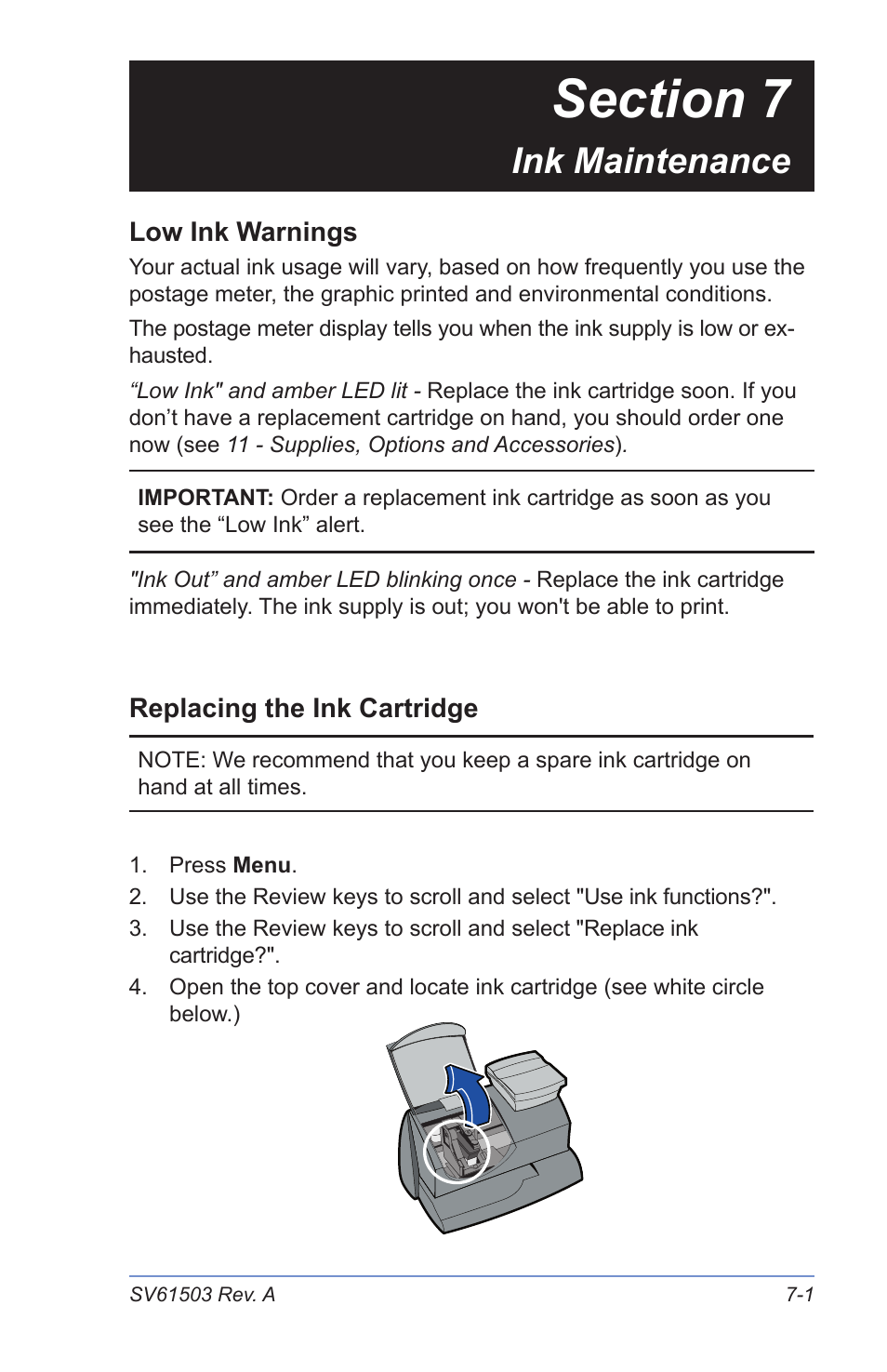 Ink maintenance | Pitney Bowes K700 User Manual | Page 53 / 88