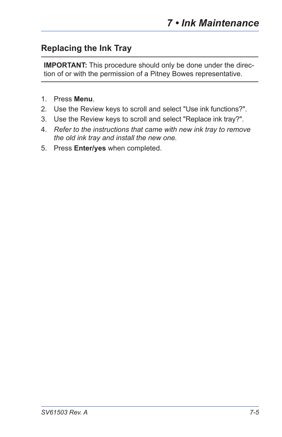 7 • ink maintenance | Pitney Bowes K700 User Manual | Page 57 / 88