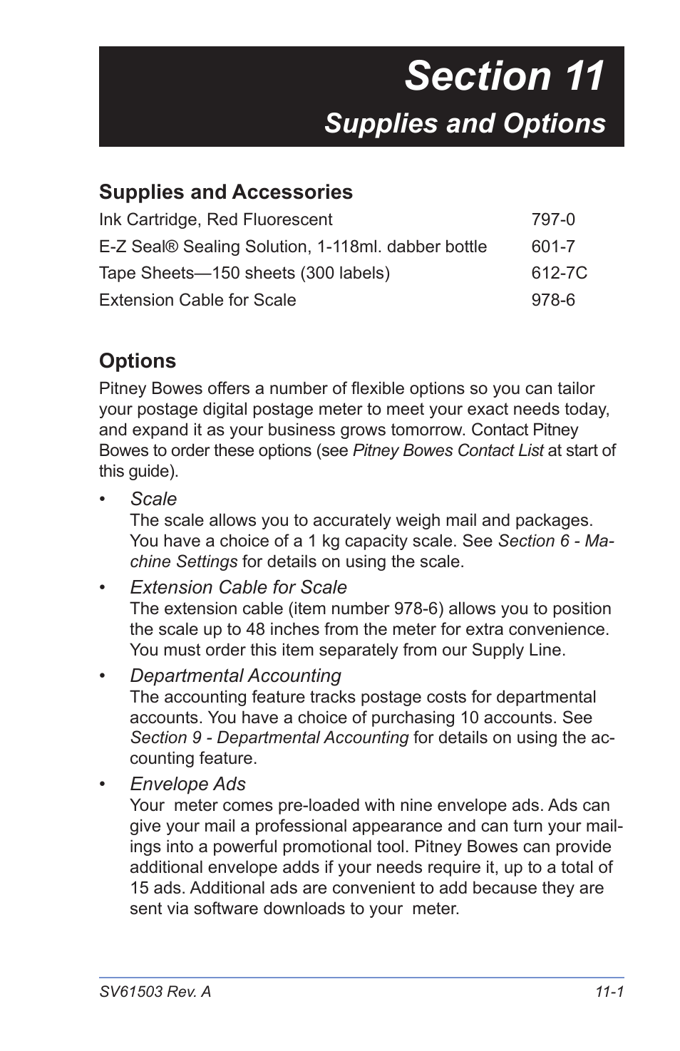 Supplies and options | Pitney Bowes K700 User Manual | Page 73 / 88