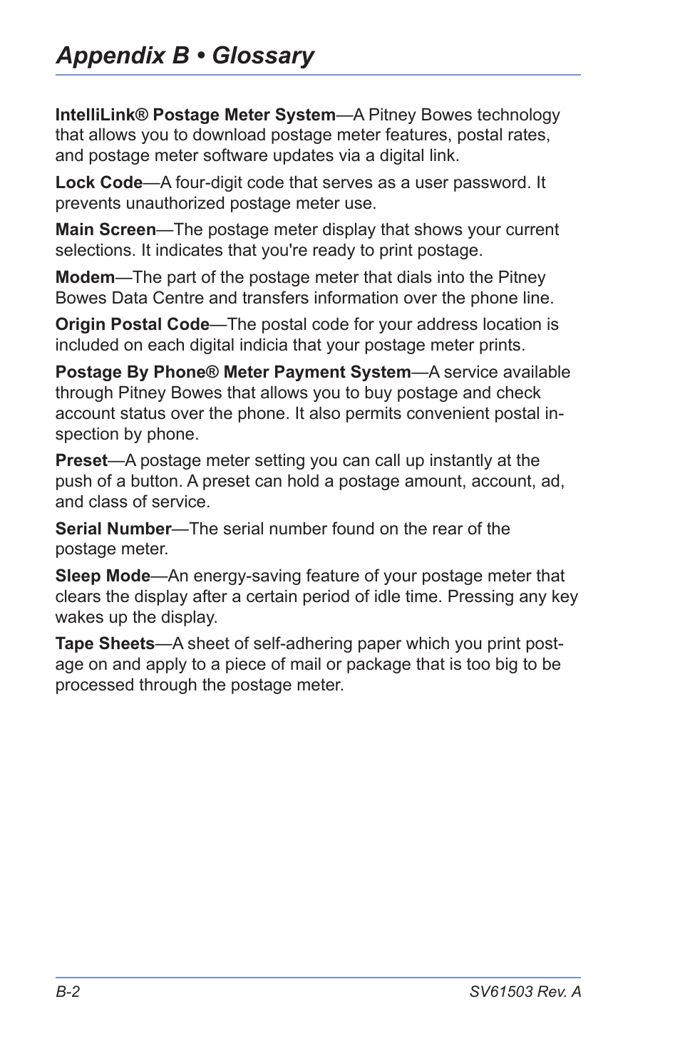 Index, Appendix b • glossary | Pitney Bowes K700 User Manual | Page 78 / 88