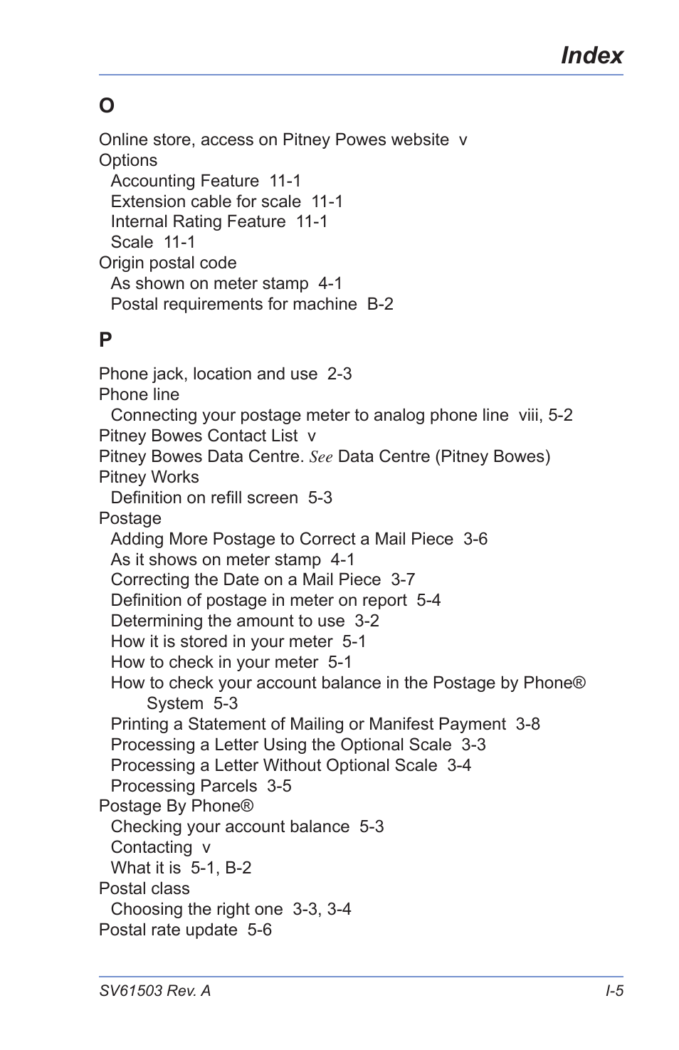 Index | Pitney Bowes K700 User Manual | Page 83 / 88