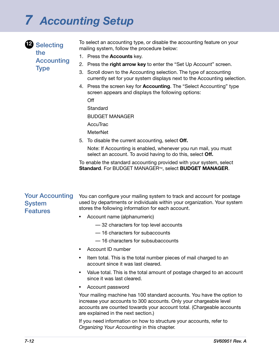 Accounting setup | Pitney Bowes DM1000 User Manual | Page 107 / 177