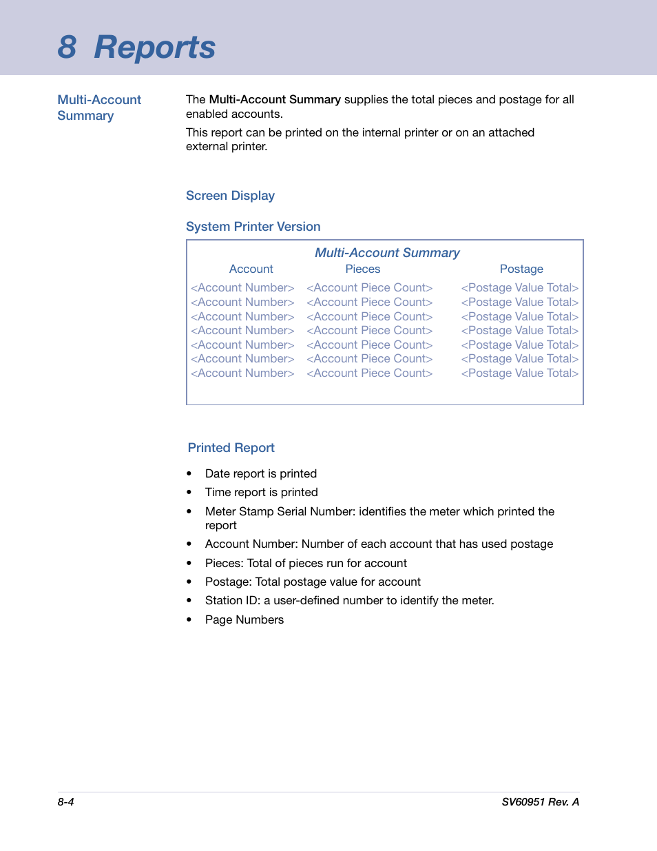 8 reports | Pitney Bowes DM1000 User Manual | Page 113 / 177