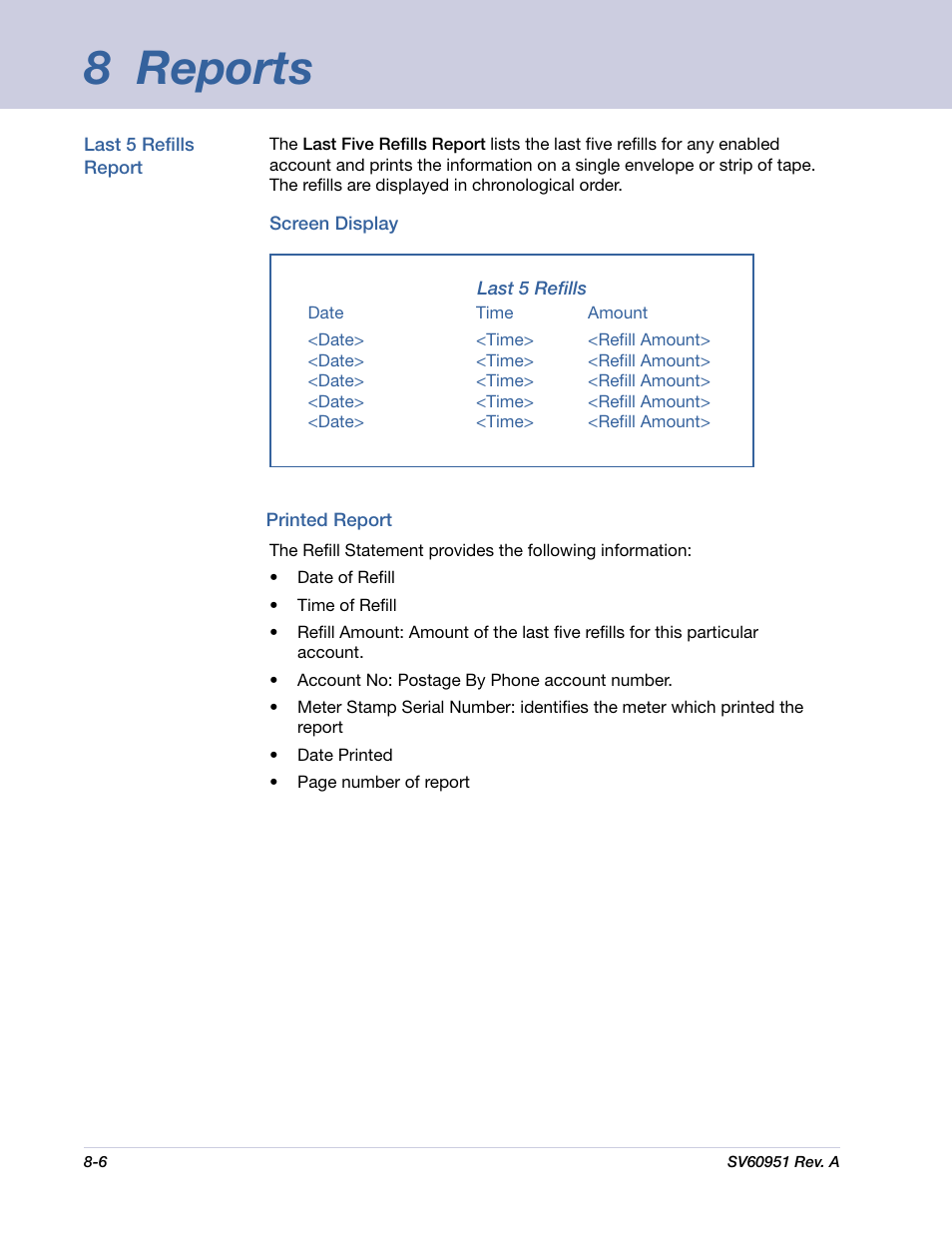 8 reports | Pitney Bowes DM1000 User Manual | Page 115 / 177