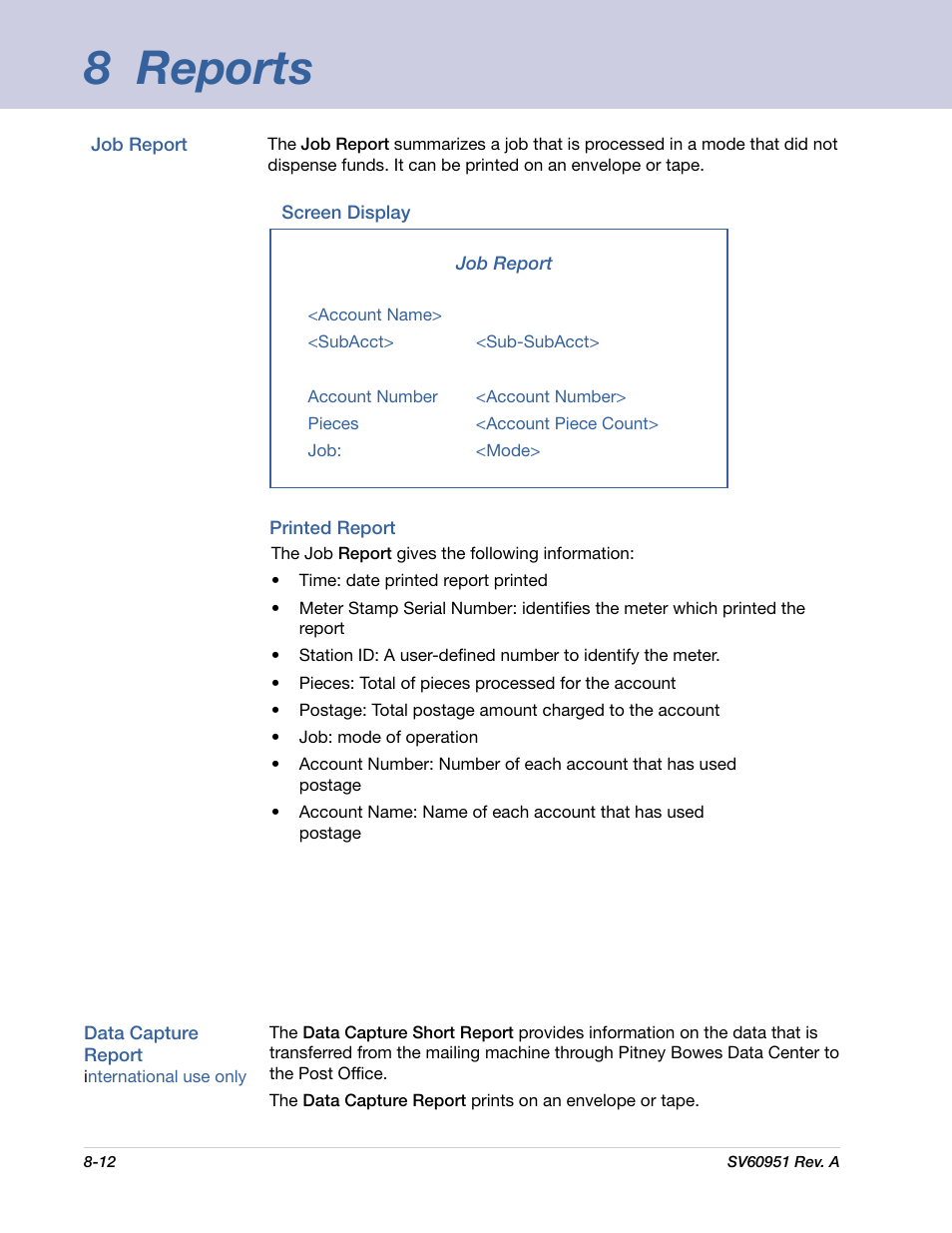 8 reports | Pitney Bowes DM1000 User Manual | Page 121 / 177