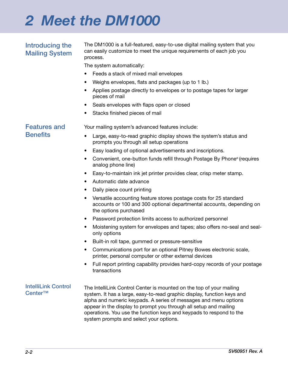 Pitney Bowes DM1000 User Manual | Page 13 / 177