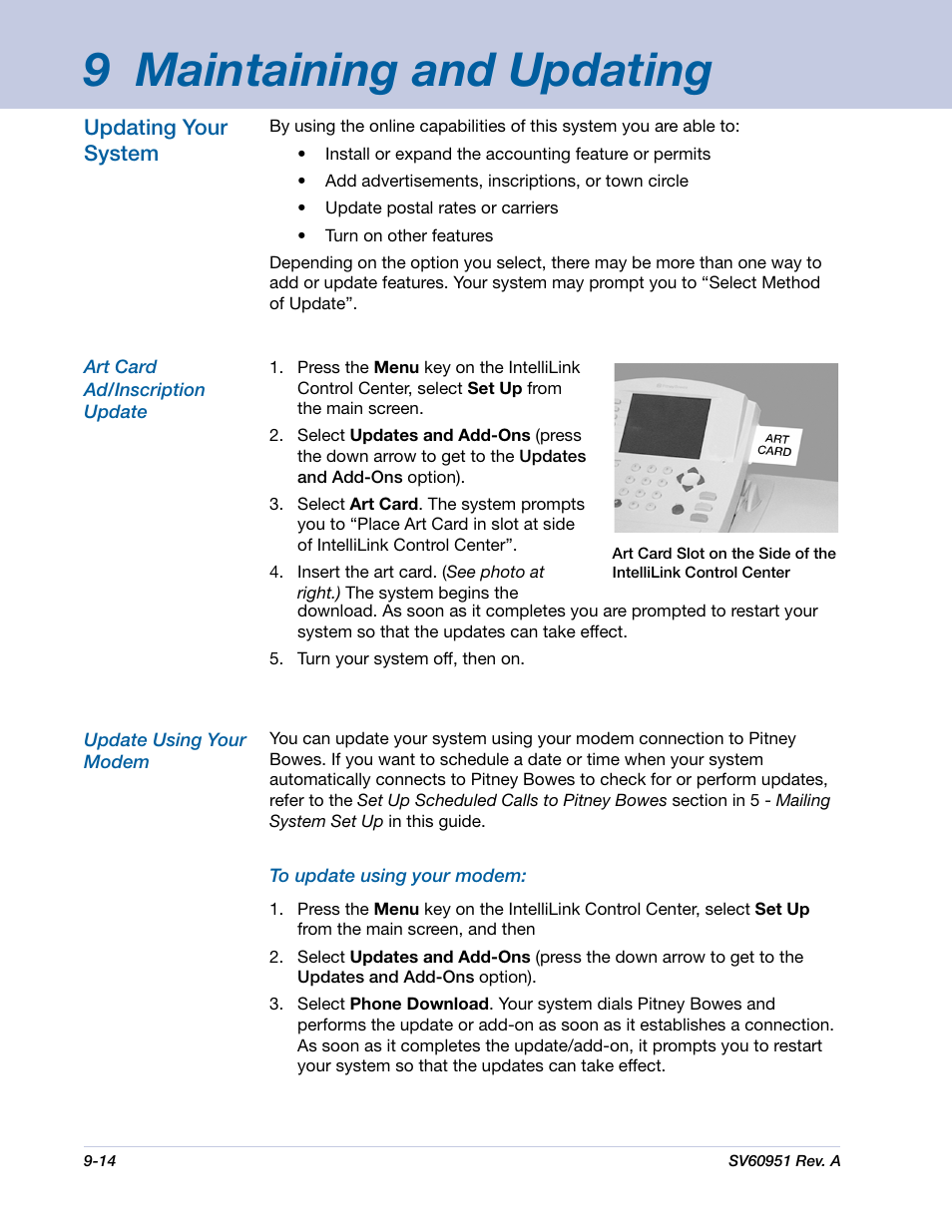 9 maintaining and updating | Pitney Bowes DM1000 User Manual | Page 135 / 177