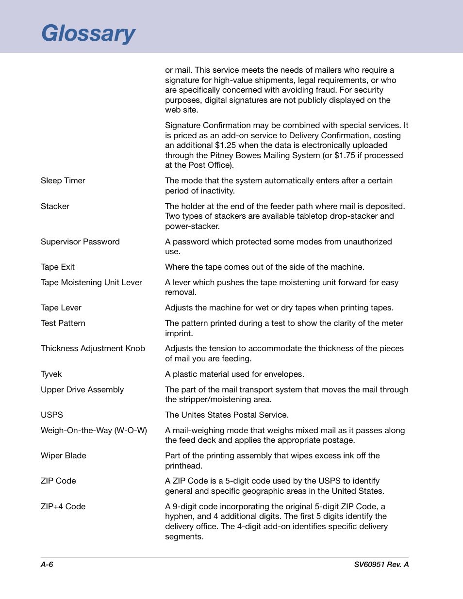 Glossary | Pitney Bowes DM1000 User Manual | Page 163 / 177