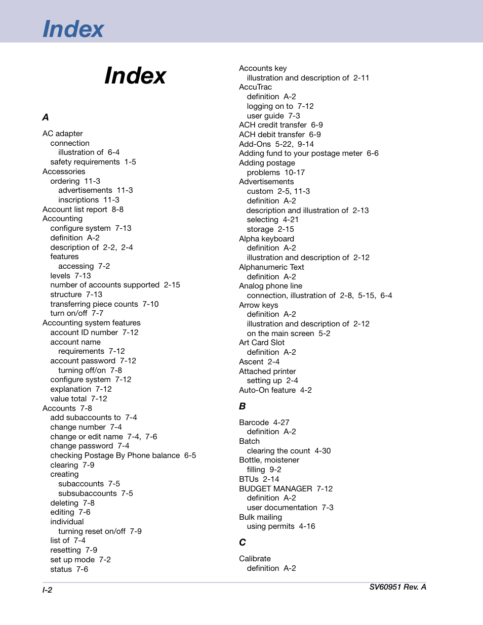Index | Pitney Bowes DM1000 User Manual | Page 169 / 177
