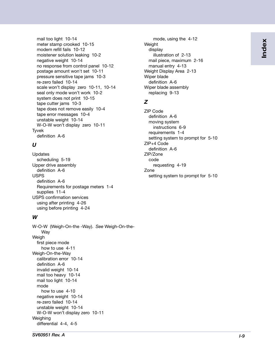 Index | Pitney Bowes DM1000 User Manual | Page 176 / 177