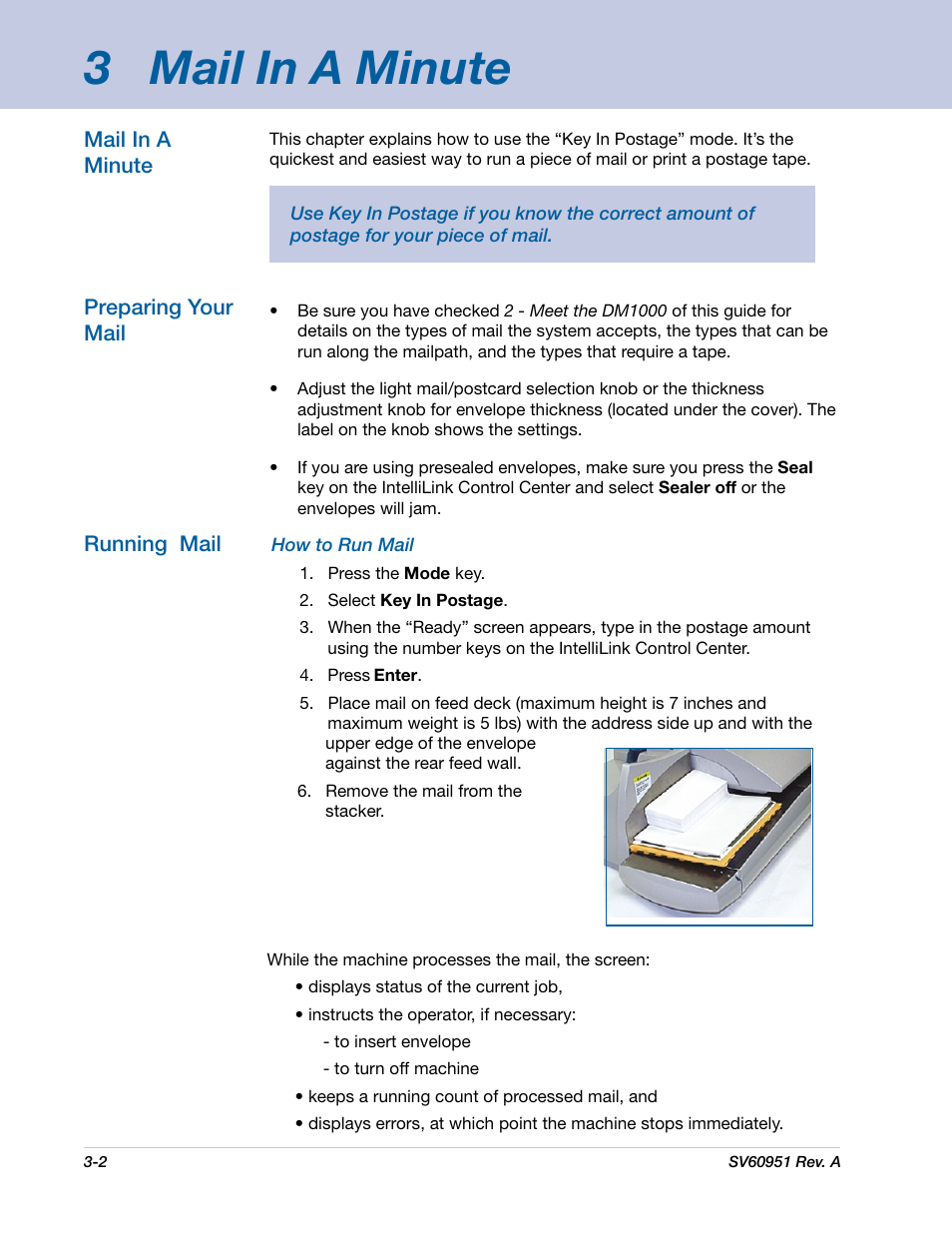 3 mail in a minute | Pitney Bowes DM1000 User Manual | Page 31 / 177