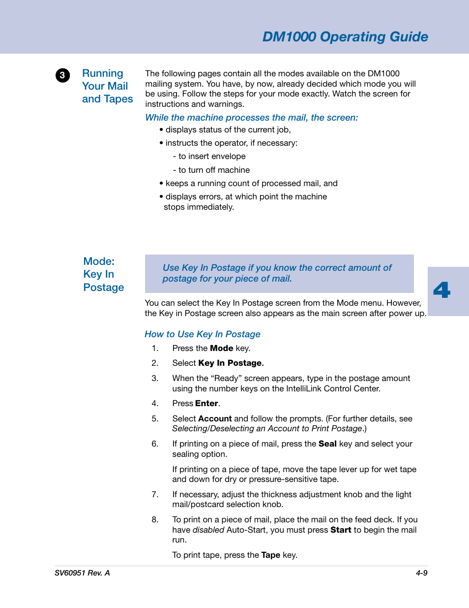 Dm1000 operating guide | Pitney Bowes DM1000 User Manual | Page 42 / 177