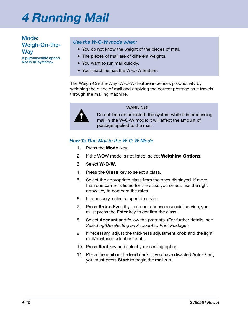 4 running mail | Pitney Bowes DM1000 User Manual | Page 43 / 177