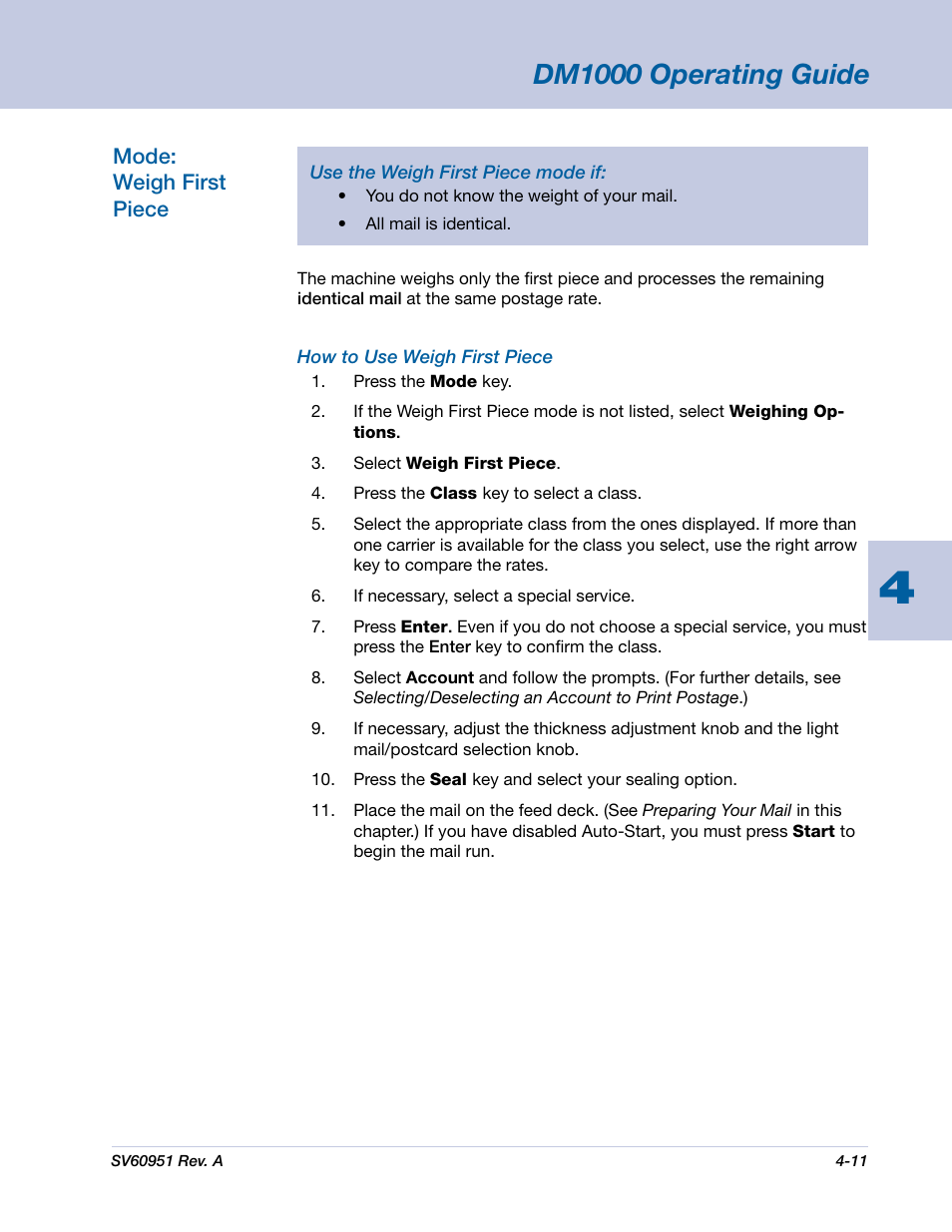 Dm1000 operating guide | Pitney Bowes DM1000 User Manual | Page 44 / 177
