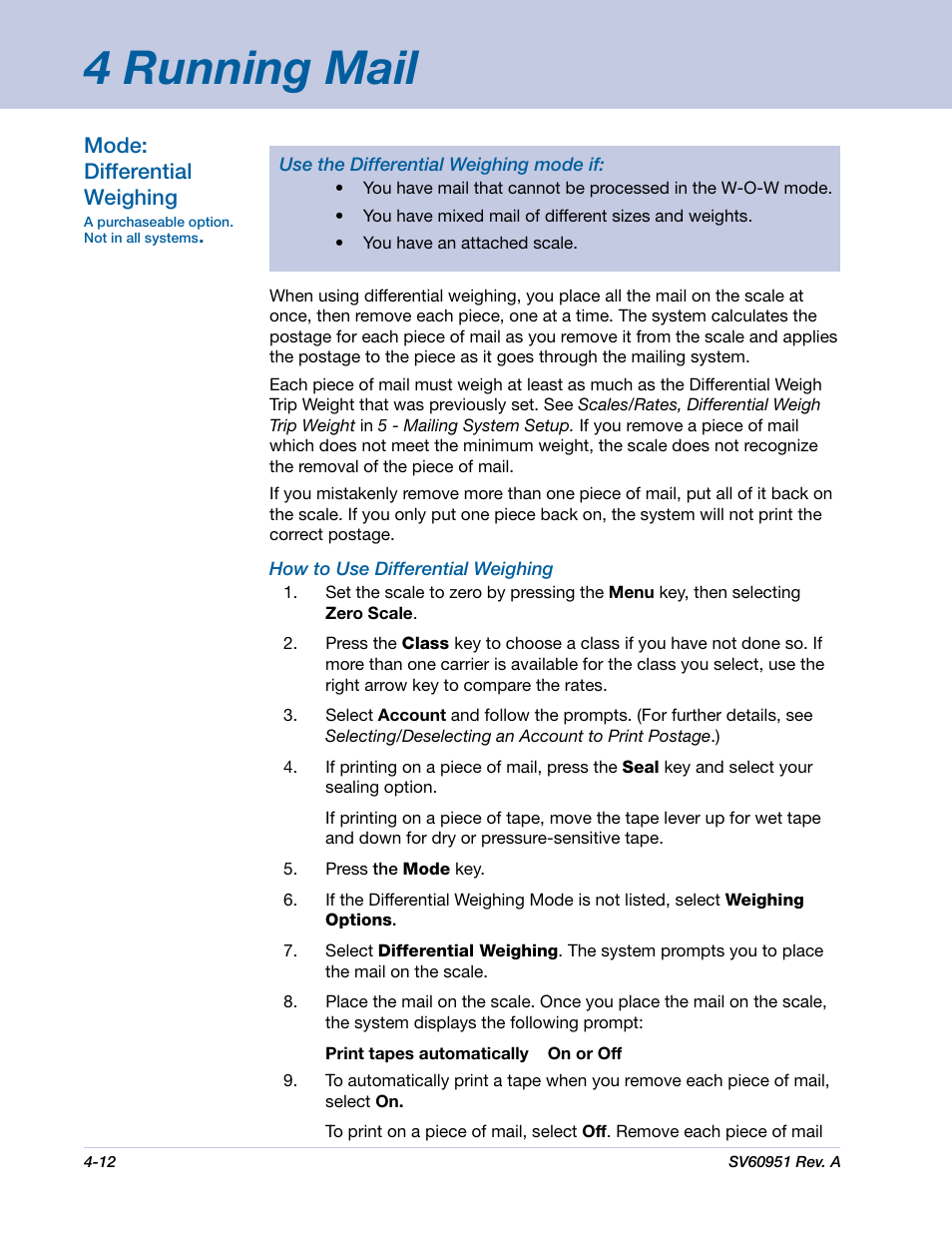 4 running mail | Pitney Bowes DM1000 User Manual | Page 45 / 177