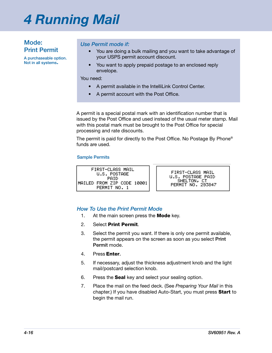 4 running mail | Pitney Bowes DM1000 User Manual | Page 49 / 177