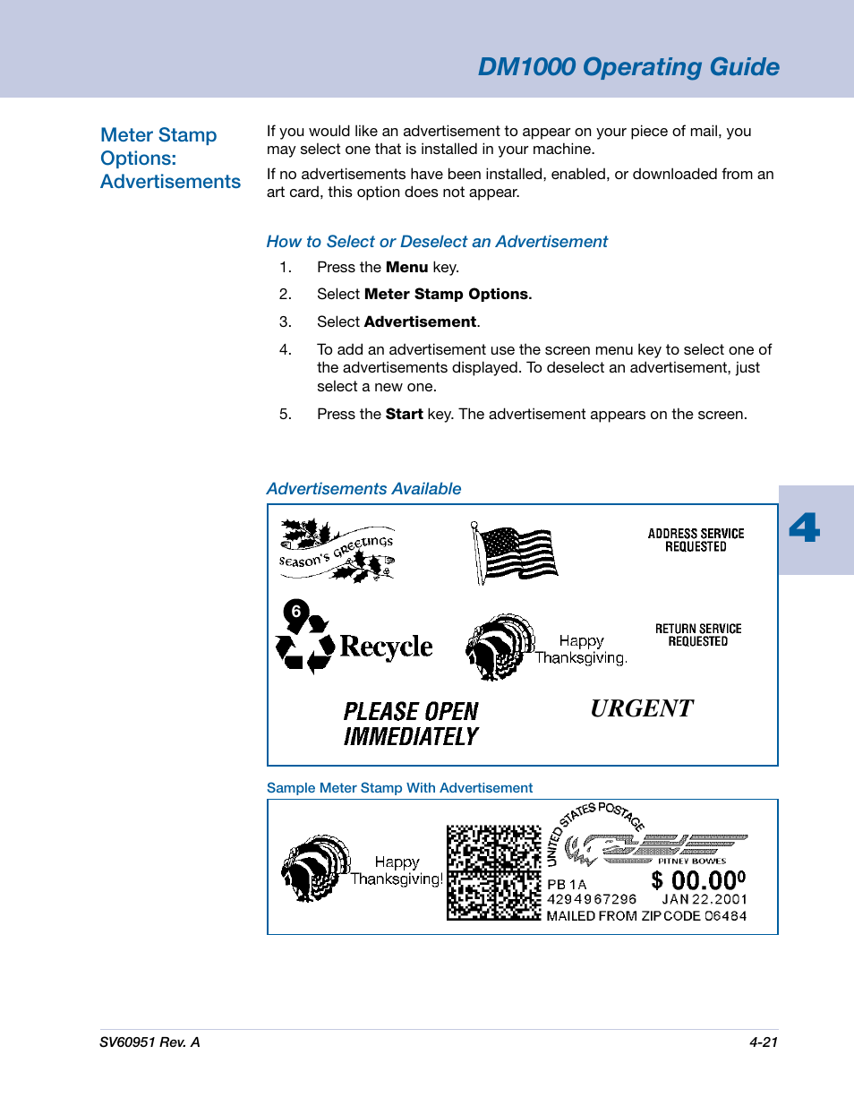 Dm1000 operating guide, Urgent | Pitney Bowes DM1000 User Manual | Page 54 / 177