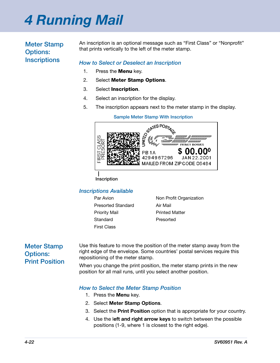 4 running mail | Pitney Bowes DM1000 User Manual | Page 55 / 177