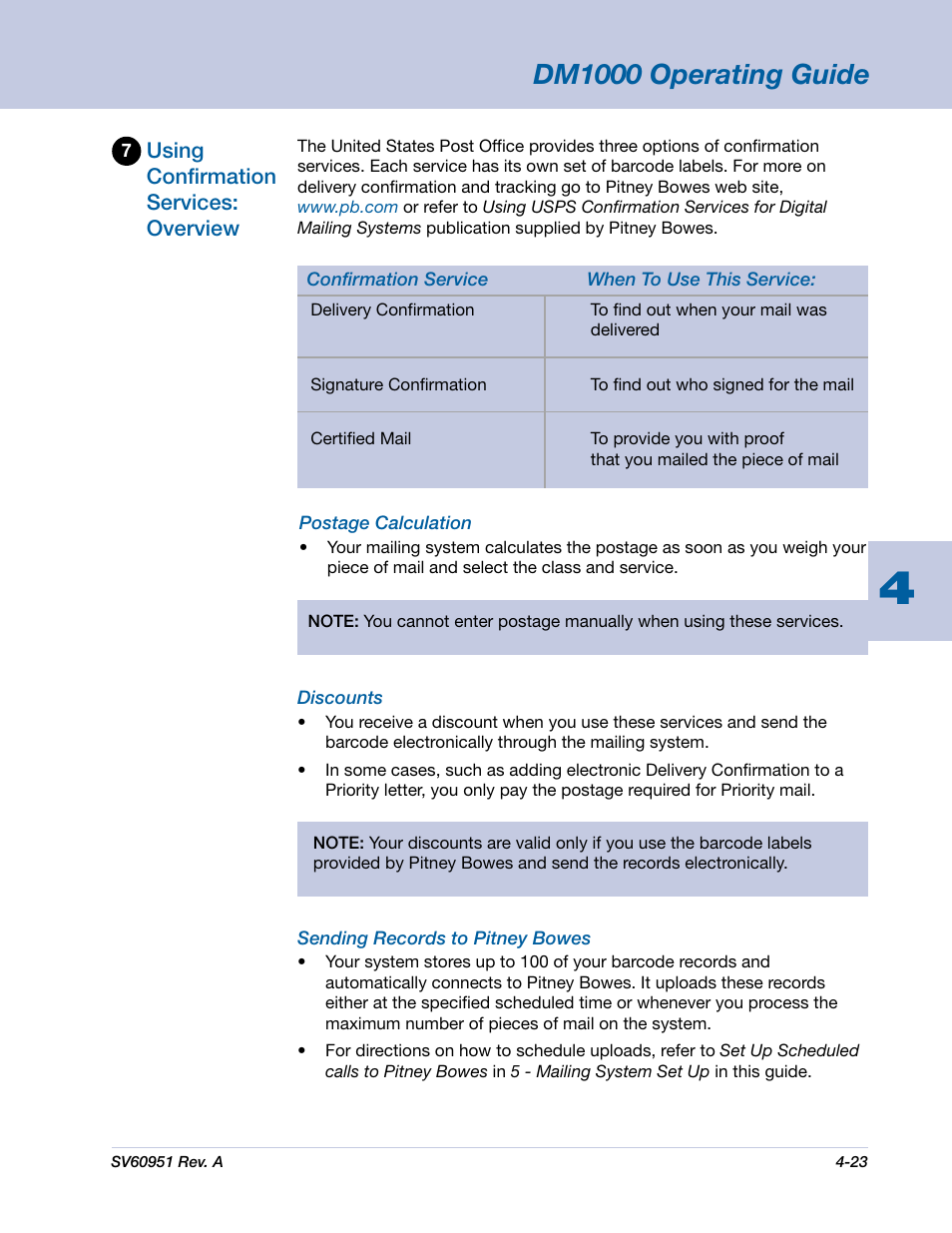 Dm1000 operating guide | Pitney Bowes DM1000 User Manual | Page 56 / 177